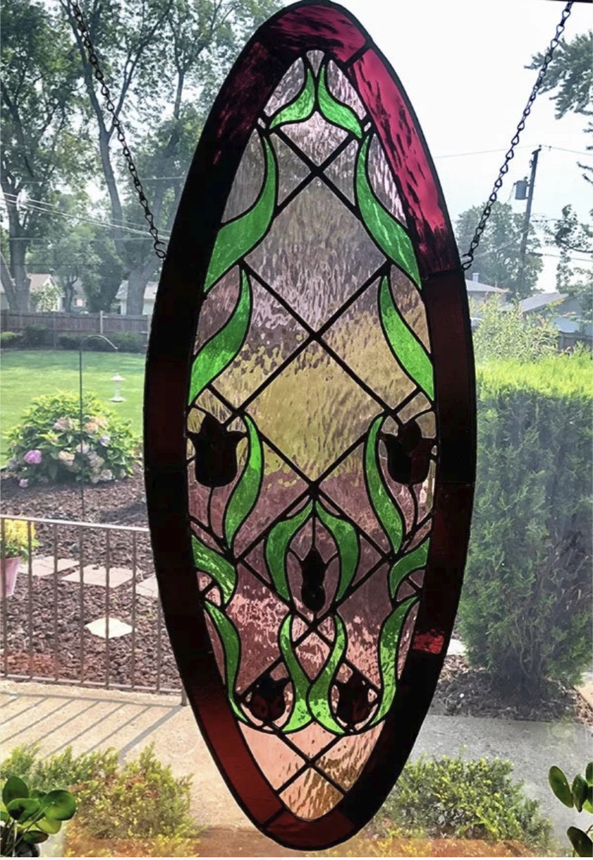 Decorative stained glass floral repair