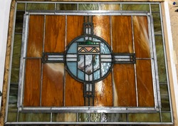 Finished stained glass panel after repair